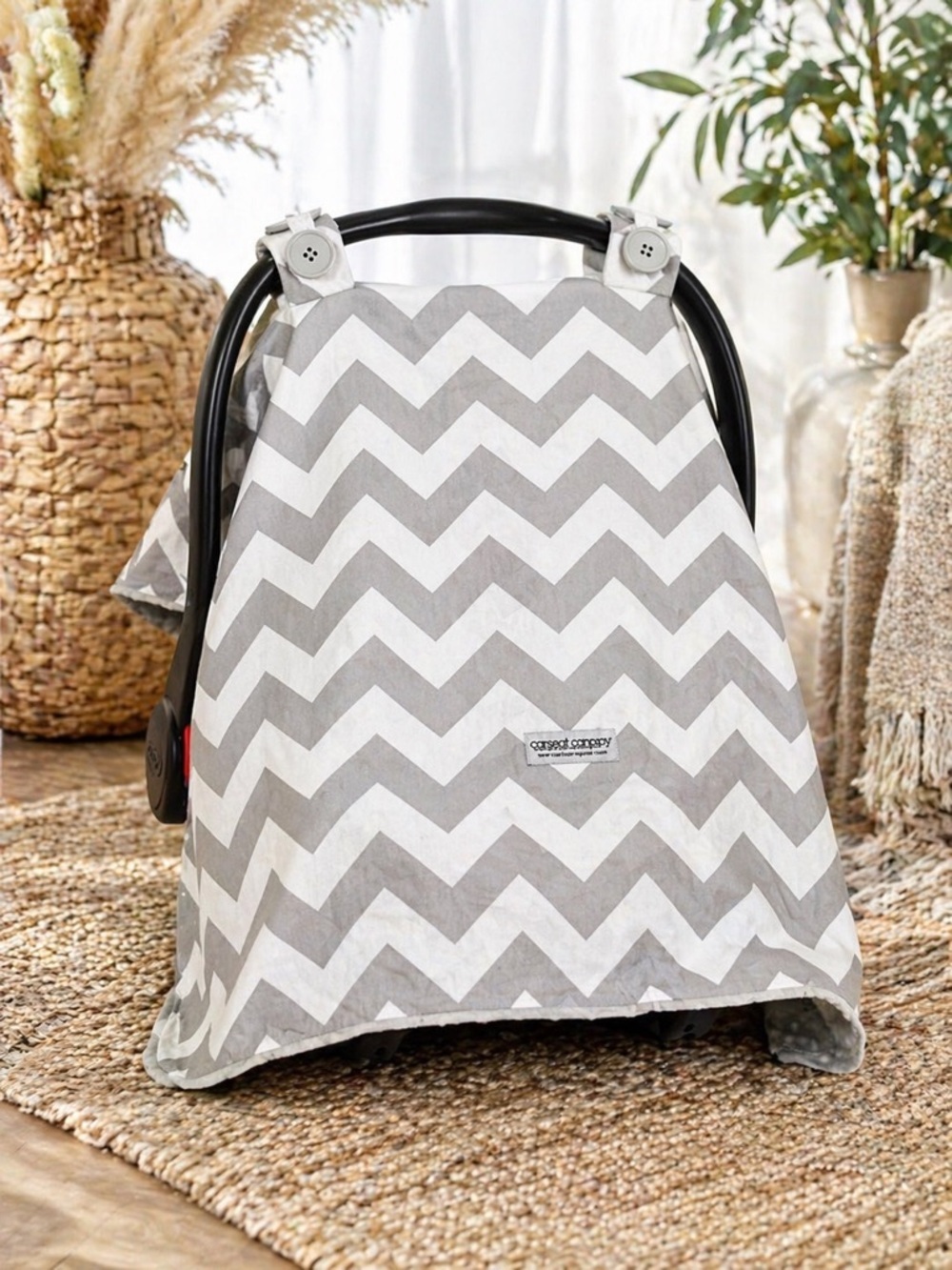 Gray Chevron Reversible Multi Use Carseat Canopy Cover Gray White Modern